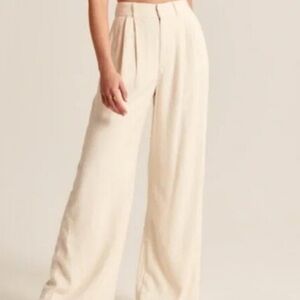 Abercrombie & Fitch Cream Wide Leg Pants